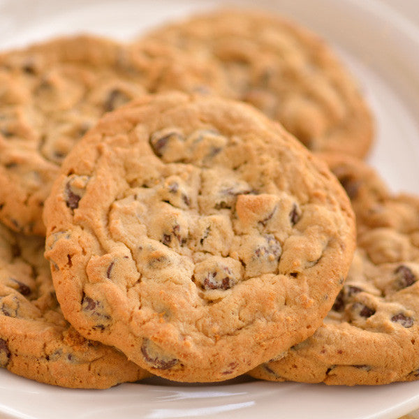 A classic cookie - who doesn't love chocolate chips? Packed with milk chocolate chips in a soft yet solid cookie. Our Amish bakers have a secret for making thick and rich cookies; no flat-as-a-pancake cookies here. Available with walnuts or without. 