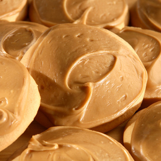 Possibly our all-time most popular cookie, these tender buttermilk cookies are topped with smooth homemade brown sugar icing for a decadent treat.

Each cookie is approximately 3 in diameter.